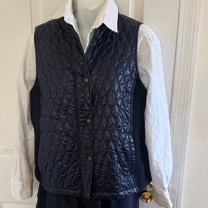 Talbots Quilted Navy Sleeveless Vest